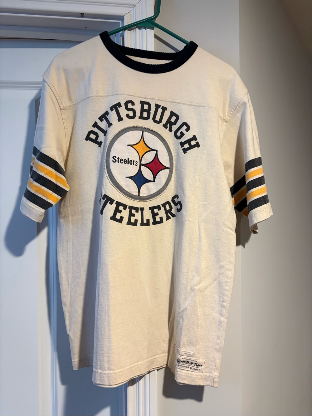Mitchell & Ness Cream Pittsburgh Steelers  Tee with Black & Gold Accents